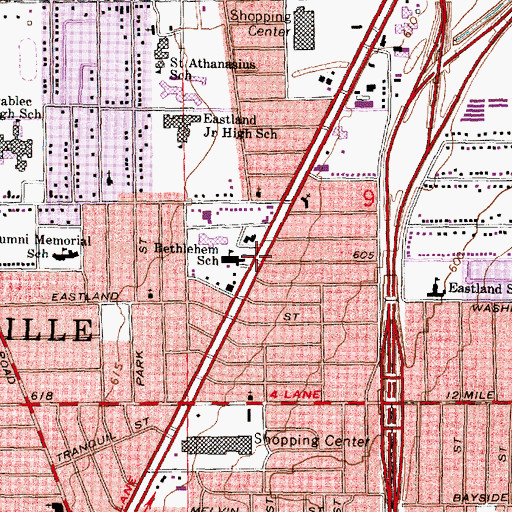 Topographic Map of Conner Creek Academy East Middle School, MI
