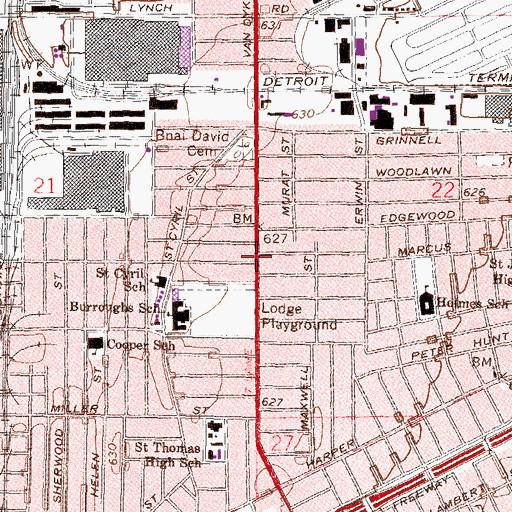 Topographic Map of Conquering King Missionary Baptist Church, MI