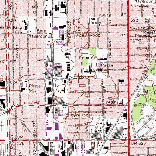 Topographic Map of Cornerstone School and Nevada Primary School, MI
