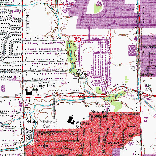 Topographic Map of County Line Plaza Shopping Center, MI
