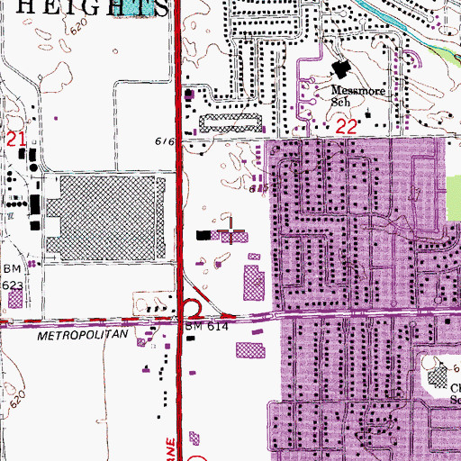 Topographic Map of Crossroads Village Shopping Center, MI