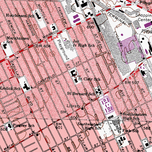 Topographic Map of Damon J Keith Elementary School, MI
