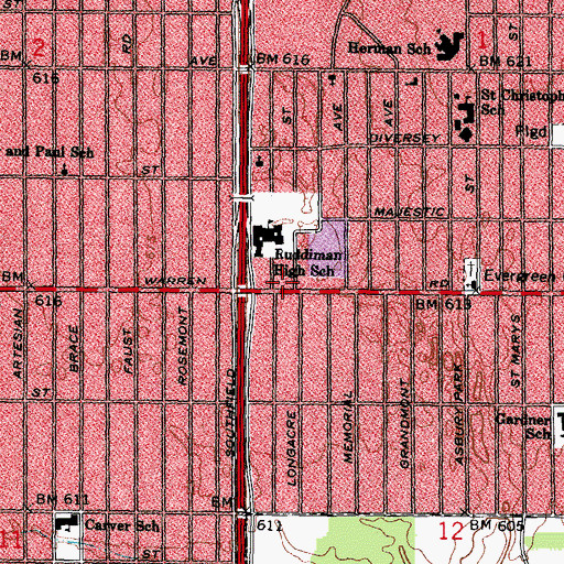 Topographic Map of Dar-Al-Arqam School, MI