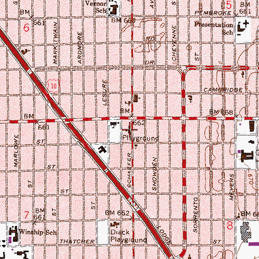 Topographic Map of David Ellis Academy, MI