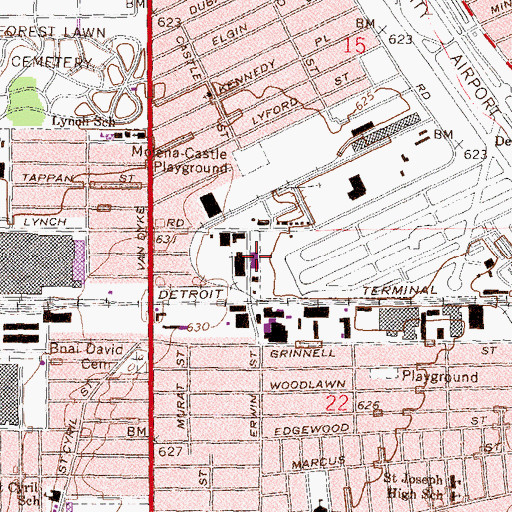 Topographic Map of Davis AerospaceTechnical High School, MI