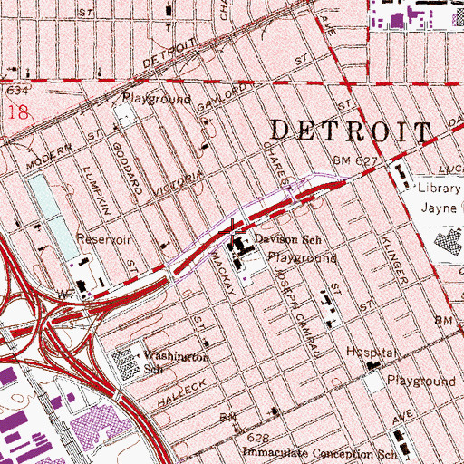 Topographic Map of Davison Elementary School, MI