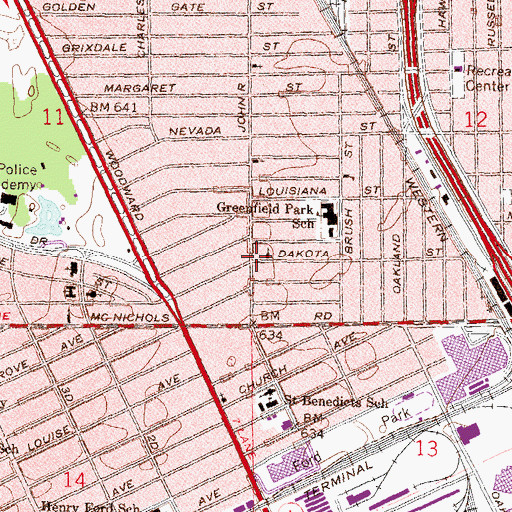 Topographic Map of Davison Missionary Baptist Church, MI