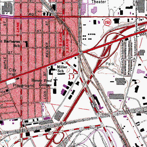 Topographic Map of Dearborn Board of Education, MI