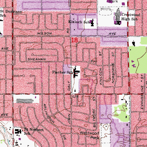 Topographic Map of Dearborn Heights Montessori Center, MI