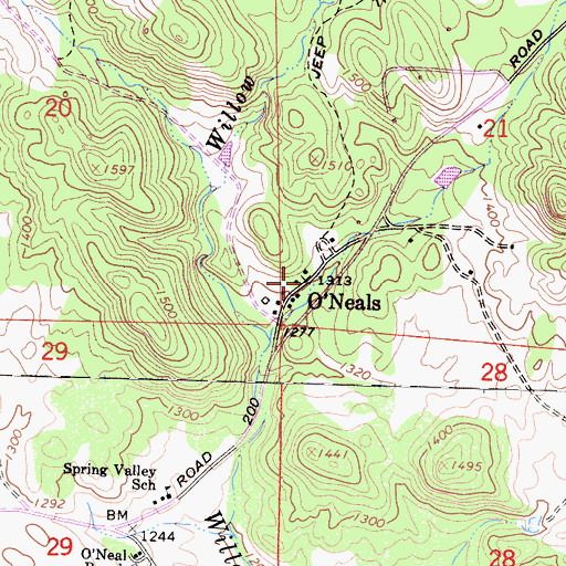 Topographic Map of O'Neals, CA