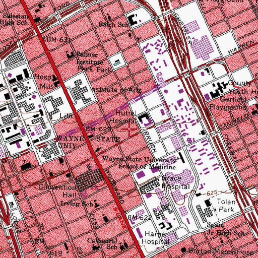 Topographic Map of Department of Veterans Affairs Detroit Medical Center, MI