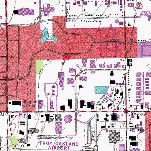 Topographic Map of Design Center Shopping Center, MI