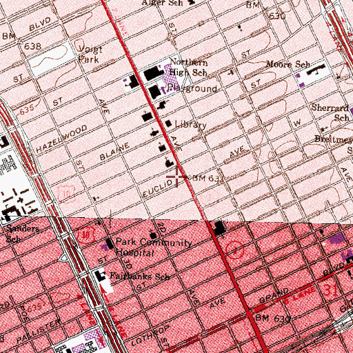Topographic Map of Detroit Academy for Science Technology and Mathematics, MI