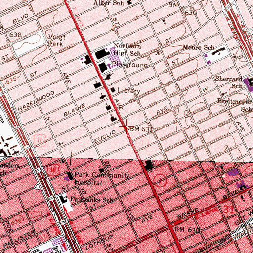 Topographic Map of Detroit Academy of Science Math and Technology, MI