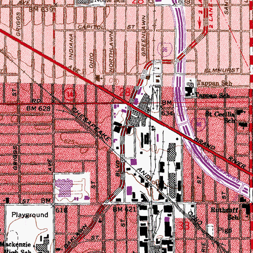 Topographic Map of Detroit Baptist Temple, MI