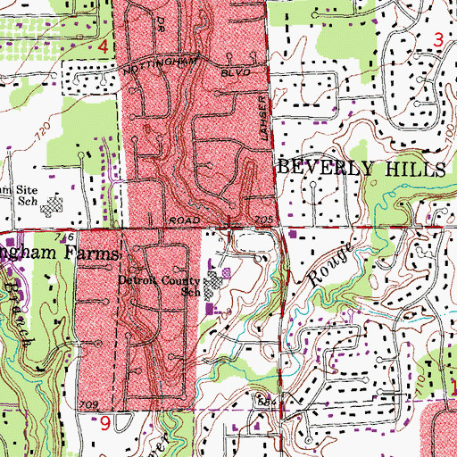 Topographic Map of Detroit Country Day Upper School, MI