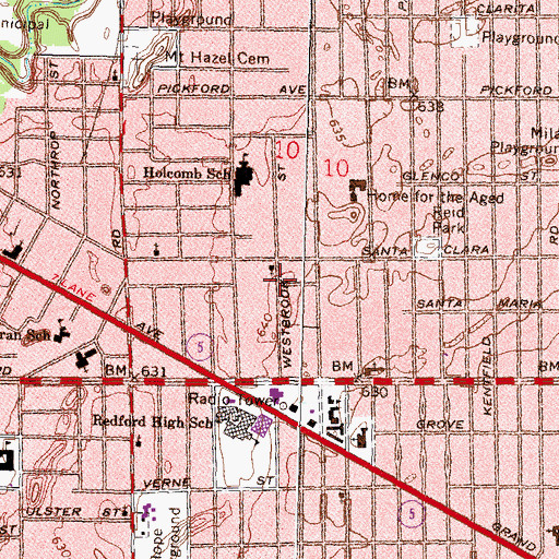 Topographic Map of Detroit Free Methodist Church, MI