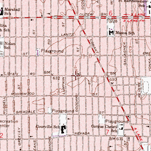 Topographic Map of Detroit North Central City Hall, MI