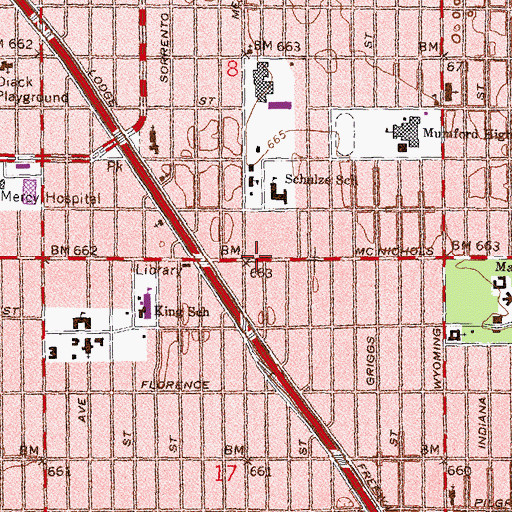 Topographic Map of Detroit Northwest City Hall, MI
