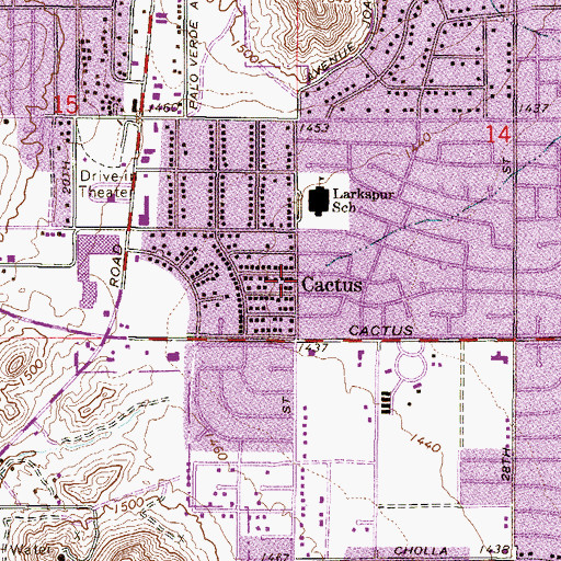 Topographic Map of Cactus, AZ
