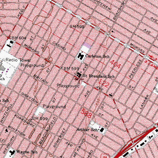 Topographic Map of Detroit School of Industrial Arts, MI