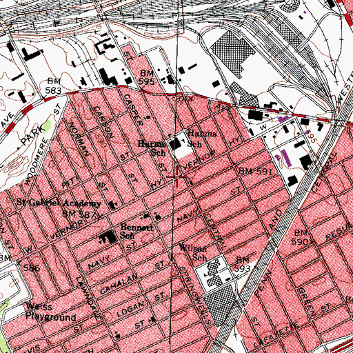Topographic Map of Detroit Southwest City Hall, MI