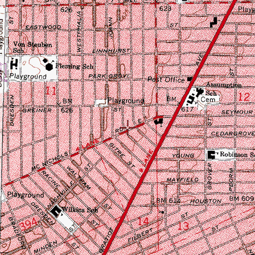 Topographic Map of DetroitNortheast City Hall, MI