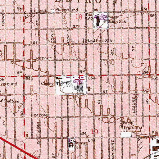 Topographic Map of Dexter Career Center, MI