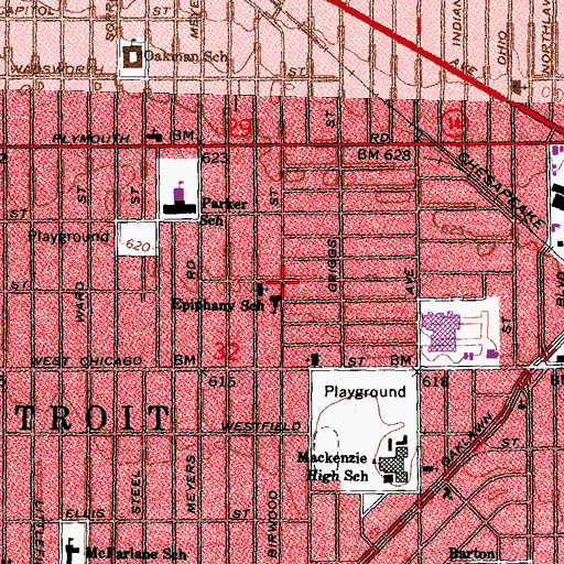Topographic Map of Divine Inspiration Baptist Church, MI