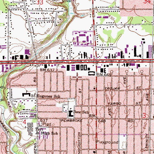 Topographic Map of DMC Health Care Center - Detroit, MI