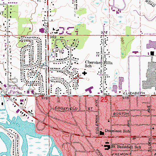 Topographic Map of Donelson Hills Elementary School, MI