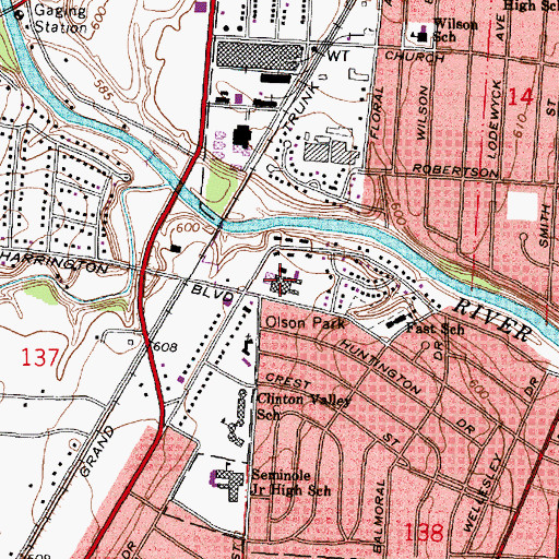 Topographic Map of Mount Clemens Regional Medical Center, MI