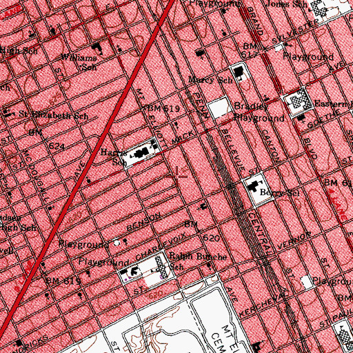 Topographic Map of Mount Elliott Church, MI