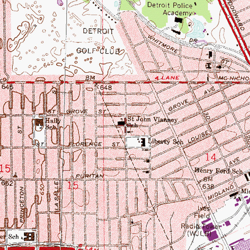 Topographic Map of Mountain View Missionary Baptist Church, MI