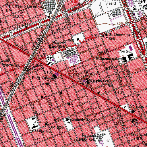 Topographic Map of Murray-Wright Regional Athletic Complex, MI