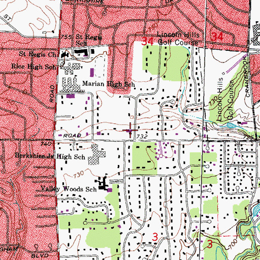 Topographic Map of Nativity Episcopal Church, MI