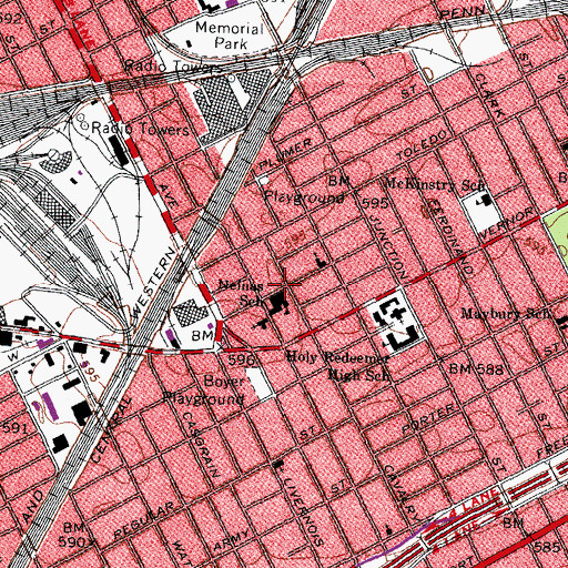Topographic Map of Neinas Elementary School, MI