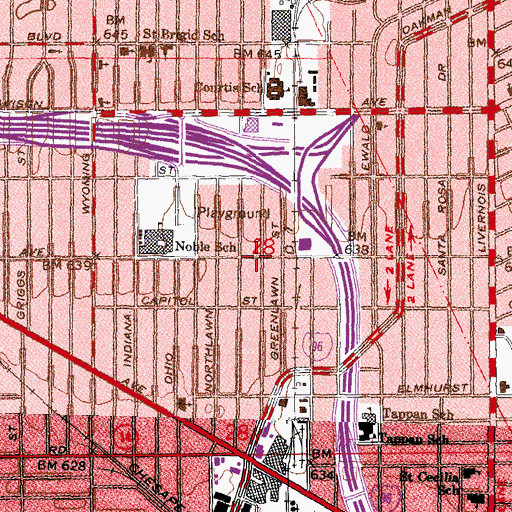 Topographic Map of New Beginning Mount Calvary Missionary Baptist Church, MI