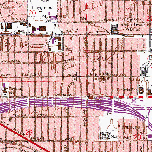 Topographic Map of New Birth Rescue Missionary Baptist Church, MI