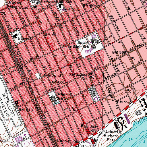 Topographic Map of New Bride Baptist Church, MI