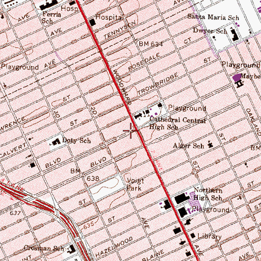Topographic Map of New Center Academy, MI