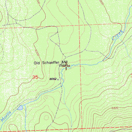 Topographic Map of Old Schaeffer Mill, CA