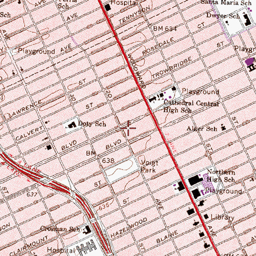 Topographic Map of New Center Academy, MI