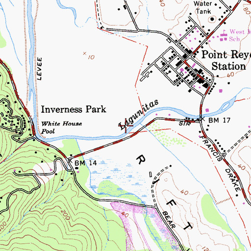 Topographic Map of Olema Creek, CA