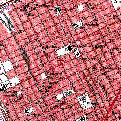 Topographic Map of New Friendly Missionary Baptist Church, MI