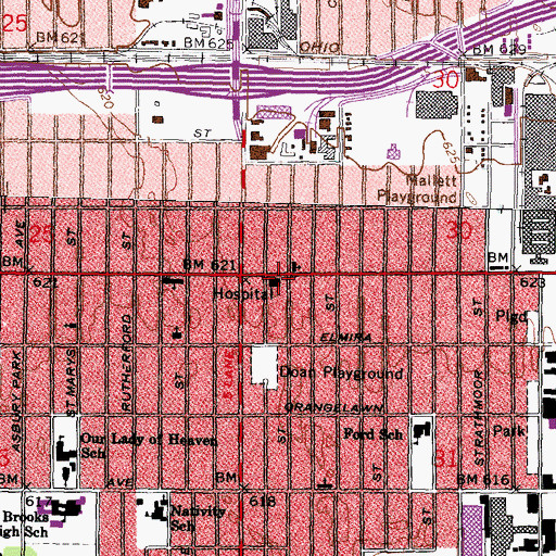 Topographic Map of New Genesis Missionary Baptist Church, MI