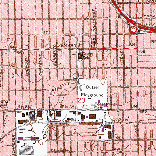 Topographic Map of New Greater Cedar Grove Baptist Church, MI