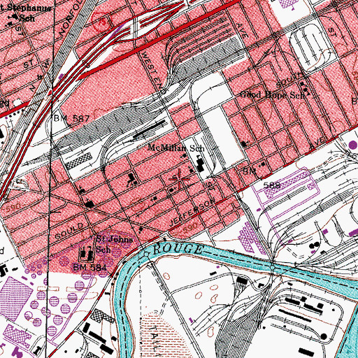 Topographic Map of New Greater Love Missionary Baptist Church, MI