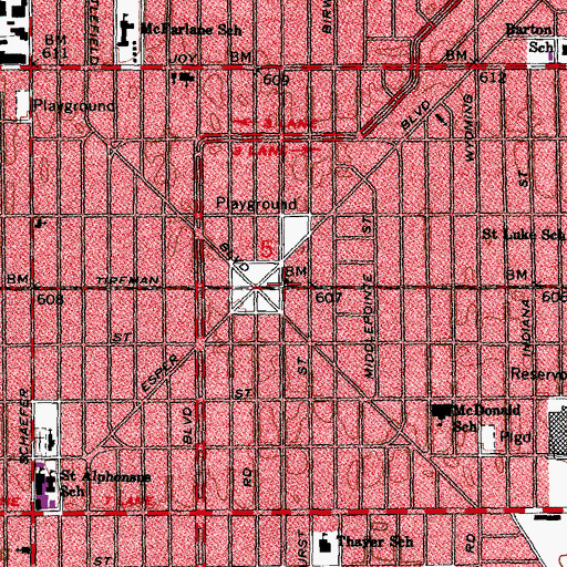 Topographic Map of New Greater Oregon Saint John Baptist Church, MI