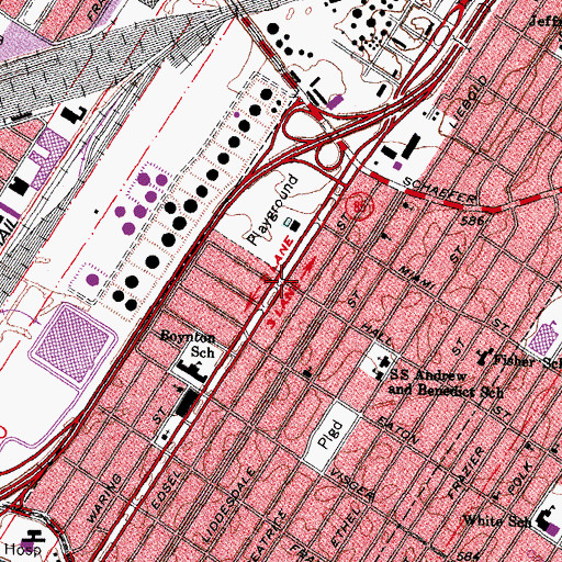 Topographic Map of New Heaven Missionary Baptist Church of for Fort Street, MI
